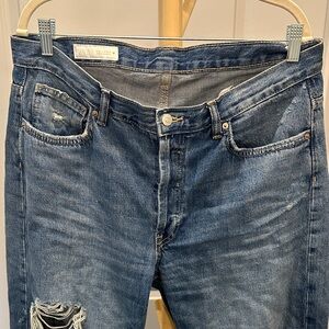 Zara Men's Slim Straight Distressed Blue Jeans